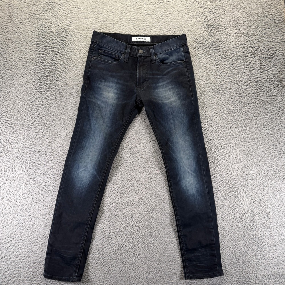 Express Jeans Mens 29x30 Blue Cotton Denim Skinny Workwear Faded Travel Stretch